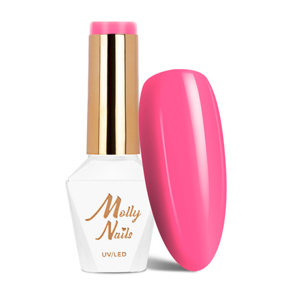 Różowy lakier hybrydowy Sorbet nr 296 Flamingo Pink Molly Nails 8 g z wzornikiem koloru