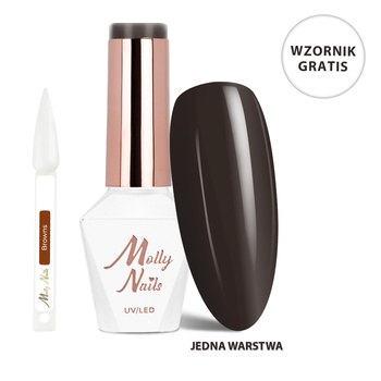 LED/UV Gel Polish The Trend Edit No. 300 Dark Chocolate by MollyNails, HEMA/Di-HEMA Free, 8g+ FREE Browns Color Chart