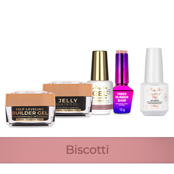 Molly Nails PRO MATCH SYSTEM 4+1 Biscotti 3 builder gels + base + Doctor Top 15g