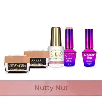 Molly Nails PRO MATCH SYSTEM 4+1 Nutty Nut 3 builder gels + base + Doctor Top 10g