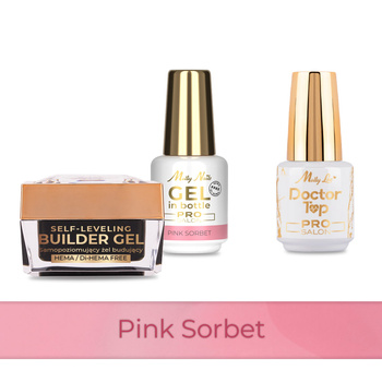 Molly Nails PRO MATCH SYSTEM 2+1 Pink Sorbet 2 builder gels + Doctor Top 15g