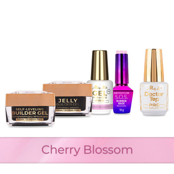 Molly Nails PRO MATCH SYSTEM 4+1 Cherry Blossom: 3 geles de construcción + base + Doctor Top 15 g