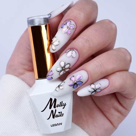Creative Flow Color Gel - Gel creativo para Nail Art con efecto de diseños difuminados y suaves Molly Nails White, sin HEMA ni Di-HEMA, 5 g