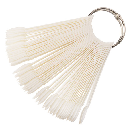 Échantillonneur en forme d'amande sur roue pour gels, vernis hybrides et poudres, couleur lait, 50 pièces, mat
