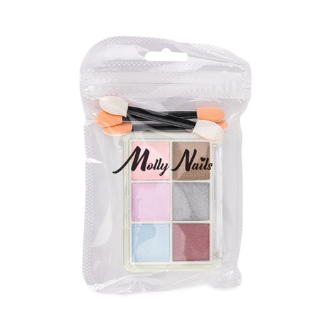 Polvo para uñas con efecto espejo, estuche de 6 colores Molly Nails n.º 1