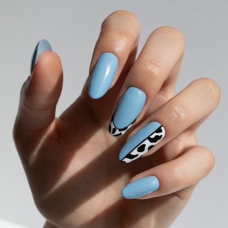 5+1 безкоштовно Гібридний лак Molly Nails Blue Sky Baby Blue без HEMA/Di-HEMA, 8 г, № 110