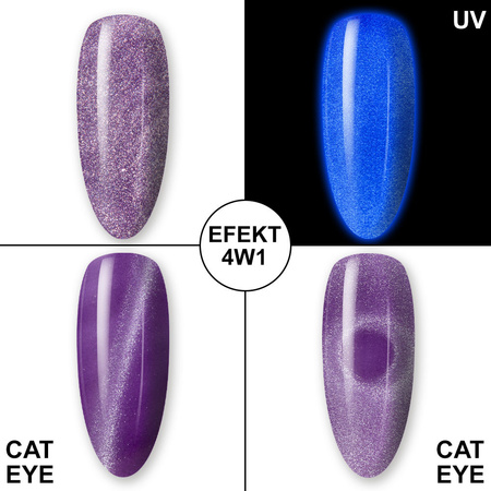 Vernis hybride phosphorescent « œil de chat » MollyLac Night Glowing, sans HEMA/Di-HEMA, 10 g, n° 675