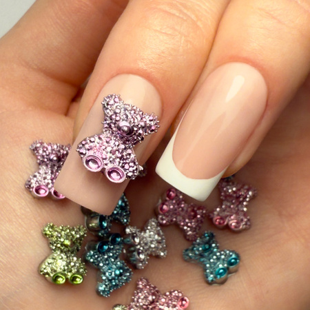3D Molly Nails teddy bear nail decorations, mixed colors, 20 pcs