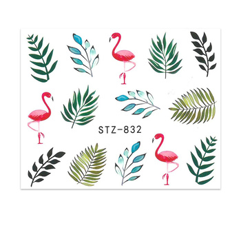 Autocollants aquatiques pour ongles, plantes et flamants roses STZ-832