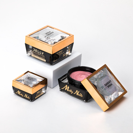 Гель для створення щільної та твердої желеподібної структури Jelly Builder Gel від Molly Nails, Smoky Pink, без HEMA/Di-HEMA, 50 г