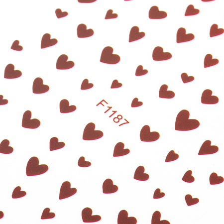 Adhesivos para uñas finos y autoadhesivos con forma de corazones F1187 rojos