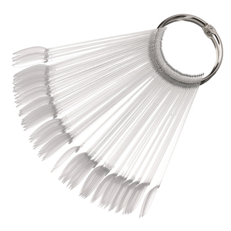 Échantillonneur en forme d'amande sur roue pour gels, vernis hybrides et poudres, transparent, 50 pièces, mat