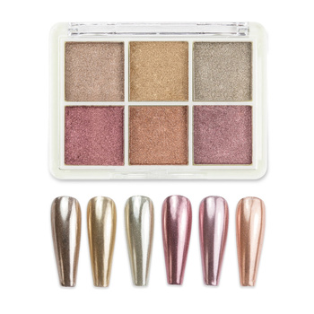Nail powder with mirror effect, box of 6 colors, Molly Nails No. 3