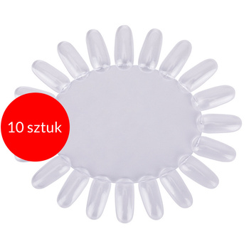 10 pezzi - Espositore a forma di sole per gel, smalti ibridi e polveri, trasparente, con 20 tips