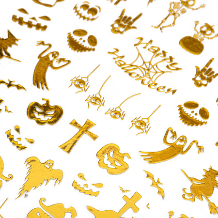 Adhesivos finos para uñas de Halloween MS-C298 dorados