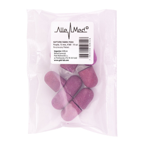 Capuchons pour pédicure 13 mm, gradation 180, 10 pièces, Fabric Podo AlleMed, violet