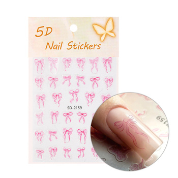 Autocollants pour ongles 5D autocollants en forme de nœuds roses SD-2159