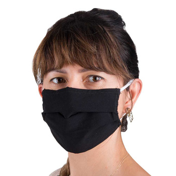 Reusable black cotton face mask with non-woven lining, 1 piece