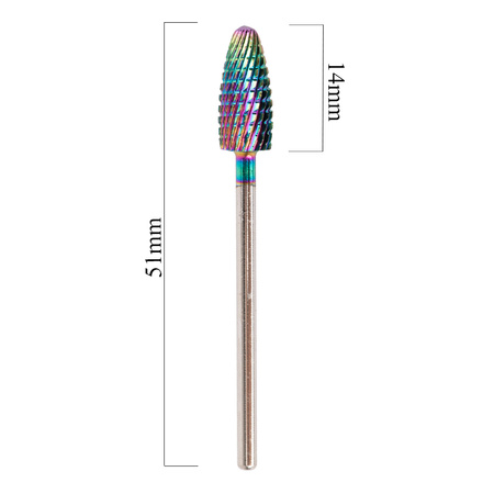 Fresa professionale in cobalto-tungsteno con finitura arcobaleno, modello Flame 2 M 3/32" n. 2