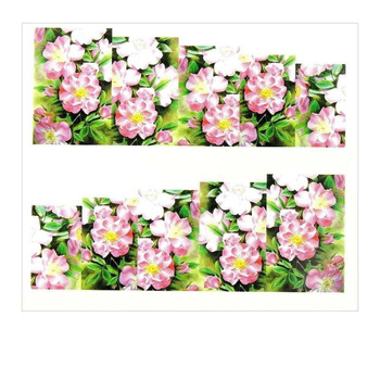 Water-slide nail art stickers, flowers, sheet size 6.5 x 5.5 cm, for 10 fingers - A075