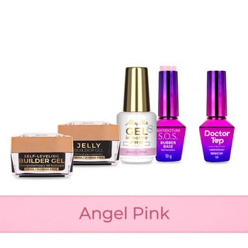 PRO MATCH SYSTEM 4+1 Angel Pink: 3x Gele à 15 g: Jelly & SelfLeveling; & Gel in der Flasche + Grundierung + Doctor Top 10 g GRATIS