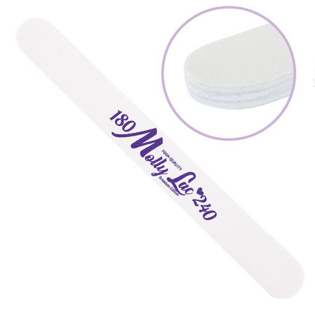 Lima de uñas Paquete seguro MollyLac recta blanca grano 180/240 CU-12 Alta calidad