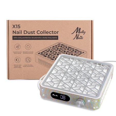 Професійний касетний пилозбірник з функціями TURBO та PAUZA X15 41 Вт від Molly Nails із цирконіями, довжина кабелю — 3 м