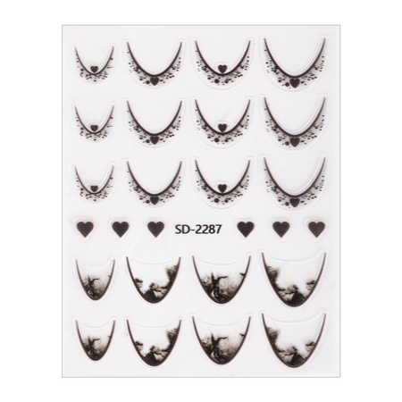 Selbstklebende 5D-Nagelaufkleber / French / Französische Smile-Linie, 20 Stück, schwarz, SD-2287