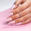 Base de caucho color leche con copos metalizados rosas «Flakes Rubber Base Milk&Pink»; Molly Nails, sin HEMA ni Di-HEMA, 10 gramos