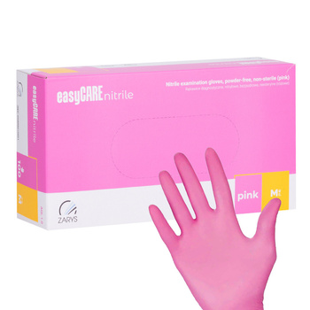 Gants jetables en nitrile à usage diagnostique et de protection Easycare Nitrile Pink, taille M, roses, 100 pièces