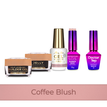 PRO MATCH SYSTEM 4+1 Coffee Blush: 3 gel da 15 g: Jelly&SelfLeveling;&Gel; in flacone + Base + Doctor Top 10 g IN OMAGGIO