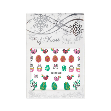Adesivi 3D per unghie con glitter a tema pasquale BLE 1057D