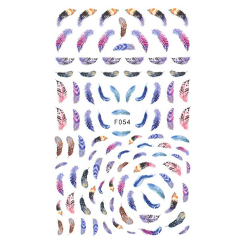 AUTOCOLLANTS POUR ONGLES FINS ET AUTO-ADHÉSIFS EN FORME DE PLUME F054