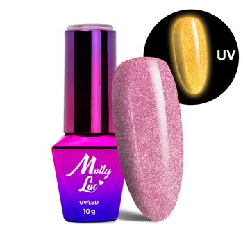 Гібридний лак, що світиться в темряві, «котяче око» MollyLac Night Glowing Sweetest Perfection, без HEMA/Di-HEMA, 10 г, № 672