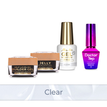 PRO MATCH SYSTEM 3+1 Clear: 3 гелі LED/UV по 15 г: Jelly&SelfLeveling;&Gel; у флаконі + Doctor Top 10 г БЕЗКОШТОВНО