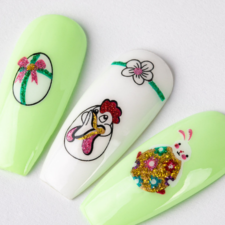 Autocollants 3D pour ongles pailletés de Pâques BLE 1050D