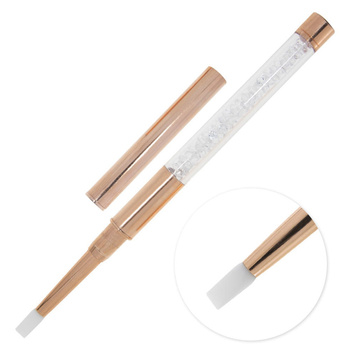 Golden Rose silicone brush for applying glitter and decorating nails, with rhinestones, gold, No Name No. 1