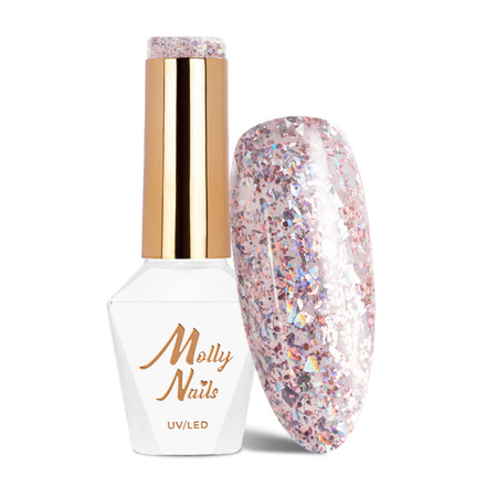 Esmalte híbrido MollyNails Crushed Diamonds Pardon My Glam! Sin HEMA ni Di-HEMA, 8 g, n.º 532