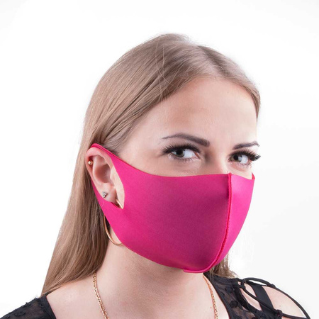 Reusable neoprene foam face mask, fuchsia, size S/M, 1 piece