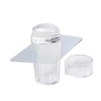 Silicone stamp for transparent plates + scraper + protective cap