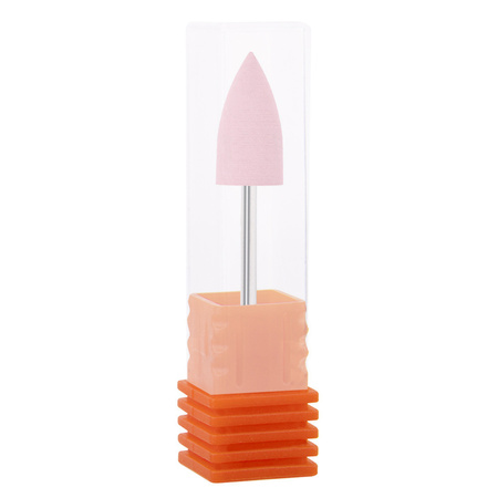 Fresa in gomma rosa a fiamma con gambo argentato G1020K