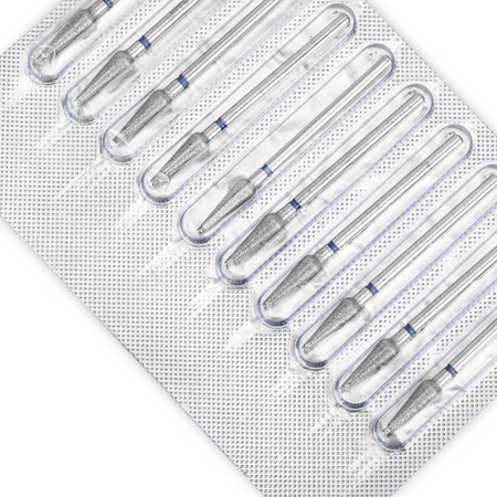 Diamantfräser-Set, birnenförmig, blau, mittel, 10 Stück