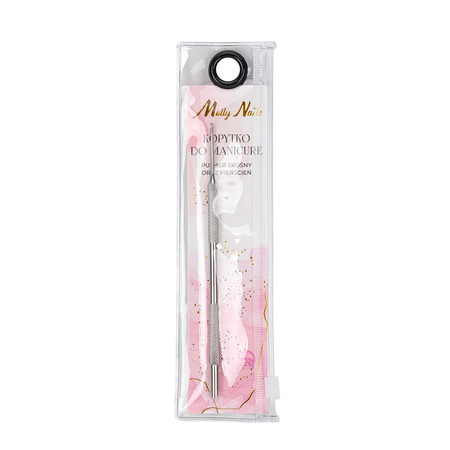 Kopytko do manicure Molly Nails pusher skośny oraz pierścień
