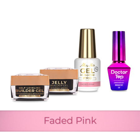 PRO MATCH SYSTEM 3+1 Faded Pink: 3 гелі LED/UV по 15 г: Jelly&SelfLeveling;&Gel; у флаконі + Doctor Top 10 г БЕЗКОШТОВНО