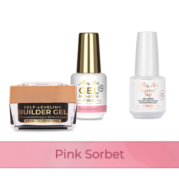 Molly Nails PRO MATCH SYSTEM 2+1 Pink Sorbet: 2 geles de construcción + Doctor Top 15 g