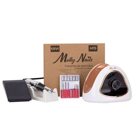 Máquina para uñas Molly Nails de 68 W para manicura y pedicura, en blanco y dorado, modelo M15, 45 000 rpm