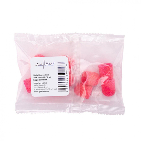 Capuchons pour pédicure 7 mm, gradation 80, 10 pièces, Fabric Podo AlleMed, rose