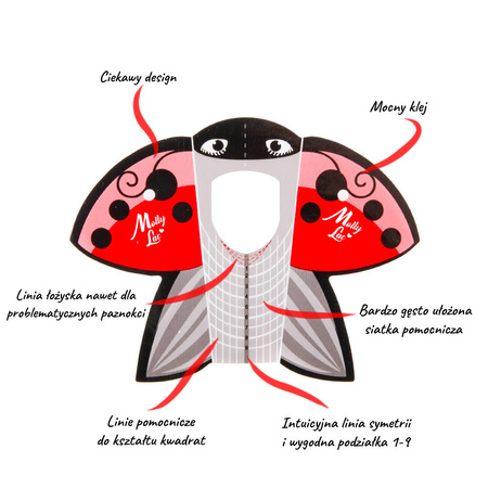 Modelli per unghie Ladybug coccinella MollyLac 500 pezzi