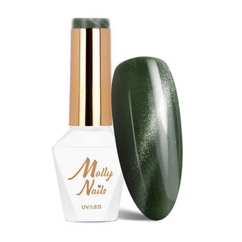 Smalto ibrido LED/UV Gel Polish Greens Cat Eye Metallic n. 213 Molly Nails senza HEMA/Di-HEMA 8 g