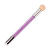 Double-sided sponge brush for ombre and nail art stamp with purple rhinestones